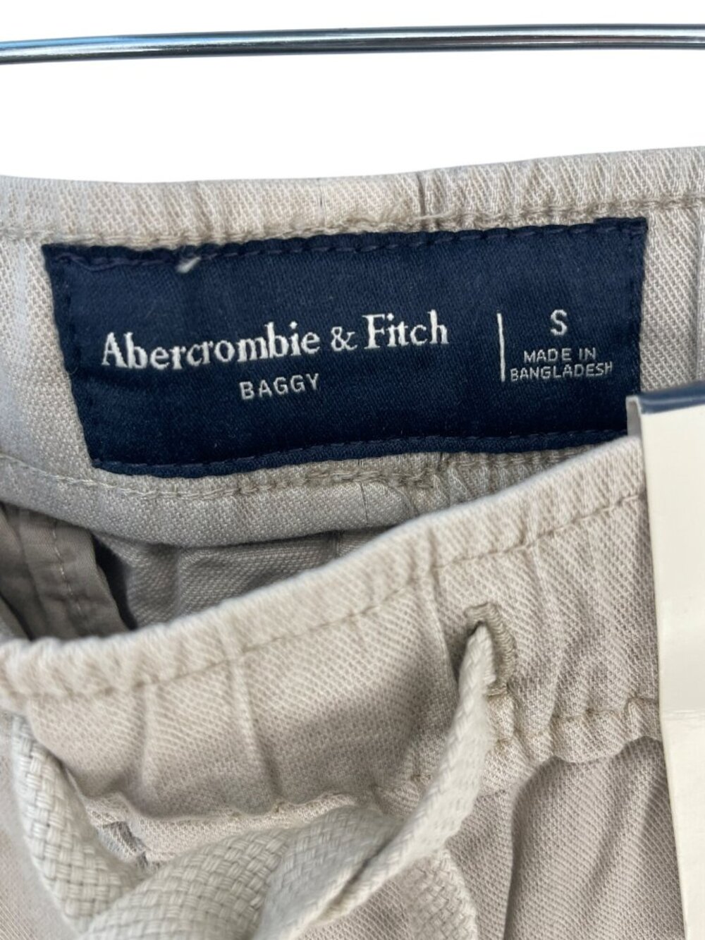 Abercrombie & Fitch Baggy Fit Beige Drawstring Pants Men's Sz S 29x29 $90 NWT - Picture 4 of 8